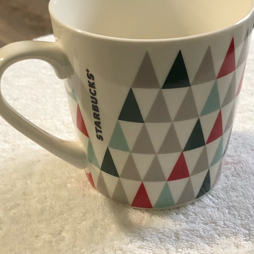 Starbucks Triangular Pattern Mug - Red, Green, Gray
